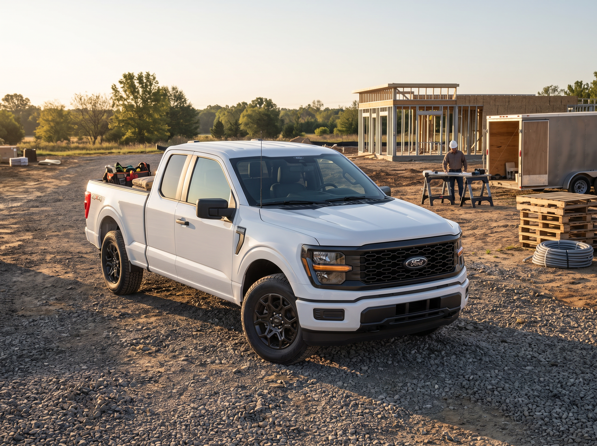 2026 Ford F-150 shown in a practical workday setting for truck utility comparison